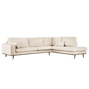 Ecksofa BOVLUND mit Ottomane Bouclé Stoff Eurona: Beige - Ottomane davorstehend rechts