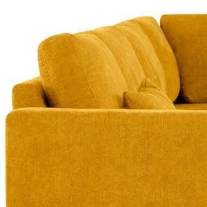 Canapé d’angle BOVLUND avec ottomane Tissu Cieli: Jaune moutarde - Méridienne longue à droite (vue de face)
