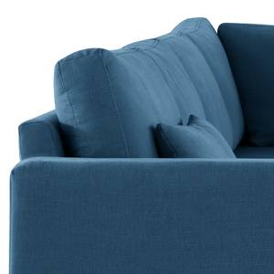 Canapé d’angle BOVLUND avec ottomane Tissu Vele: Bleu - Méridienne longue à droite (vue de face)