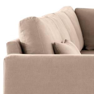 Canapé d’angle BOVLUND avec ottomane Tissu Vele: Taupe - Méridienne longue à droite (vue de face)