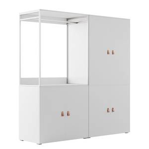 Kleiderschrank Nikko 186 cm Türen Alpinweiß - Ledergriff