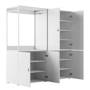 Kleiderschrank Nikko 186 cm Türen Alpinweiß - Ledergriff