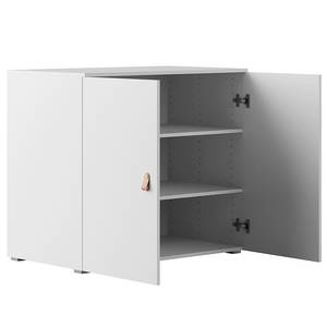 Kleiderschrank Nikko 186 cm Türen Alpinweiß - Ledergriff