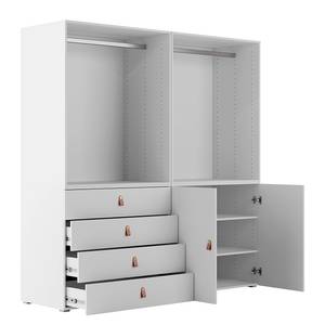 Kleiderschrank Nikko 186 cm Kombi Alpinweiß - Ledergriff