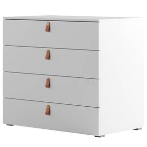 Kledingkast Nikko 186 cm combi alpinewit - Lederen handgrepen