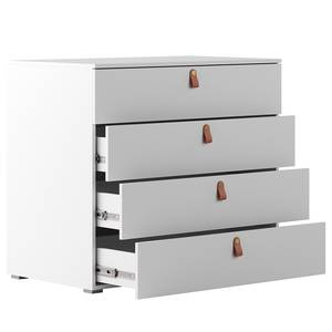 Kleiderschrank Nikko 186 cm Kombi Alpinweiß - Ledergriff