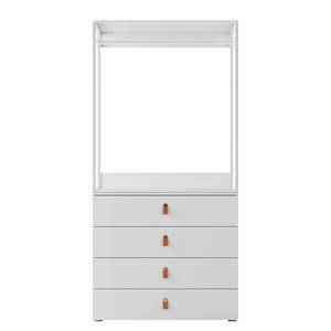 Armoire à vêtements Nikko 93 cm ouverte Blanc alpin - Poignée en cuir