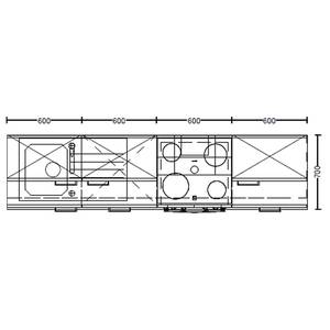 Küchenzeile High-Line Cascada Variante C Mintgrün - Breite: 240 cm - Ausrichtung rechts - Ohne Elektrogeräte