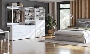 Armoire Nikko 279 cm - Type A Blanc alpin - Poignée en cuir