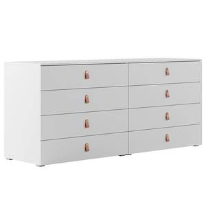 Dressoir Nikko met lades alpinewit - Lederen handgrepen