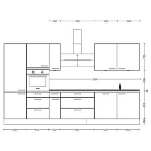 Küchenzeile High-Line Cascada Variante D Weiß - Breite: 360 cm - Ausrichtung links - Ohne Elektrogeräte