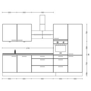 Küchenzeile High-Line Cascada Variante D Weiß - Breite: 330 cm - Ausrichtung rechts - Ohne Elektrogeräte