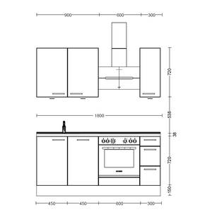 Küchenzeile High-Line Cascada Variante A Steingrau - Breite: 180 cm - Ausrichtung rechts - Ohne Elektrogeräte