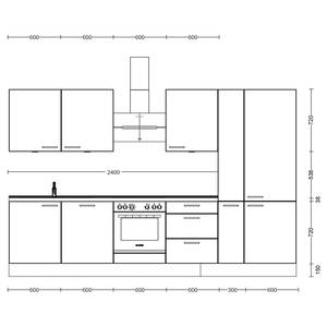 Küchenzeile High-Line Cascada Variante C Steingrau - Breite: 330 cm - Ausrichtung rechts - Ohne Elektrogeräte