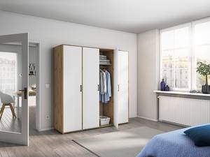 Drehtürenschrank Voyager Alpinweiß / Eiche Artisan Dekor - Breite: 187 cm - Ohne Schubladen