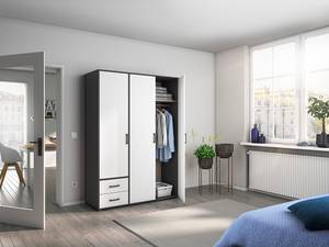 Drehtürenschrank Voyager Alpinweiß / Graumetallic - Breite: 140 cm - Mit Schubladen