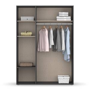 Armoire à portes battantes Voyager Blanc alpin / Gris métallisé - Largeur : 140 cm - Avec tiroirs