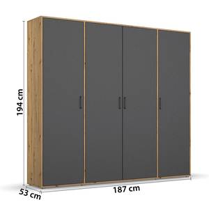 Drehtürenschrank Voyager Graumetallic / Eiche Artisan Dekor - Breite: 187 cm - Ohne Schubladen