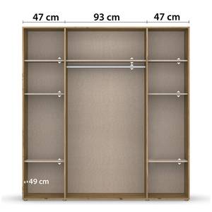 Drehtürenschrank Voyager Graumetallic / Eiche Artisan Dekor - Breite: 187 cm - Ohne Schubladen