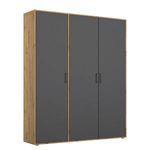 Drehtürenschrank Voyager Graumetallic / Eiche Artisan Dekor - Breite: 140 cm - Ohne Schubladen