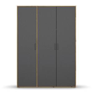 Armoire à portes battantes Voyager Gris métallisé / Imitation chêne Artisan - Largeur : 140 cm - Sans tiroir