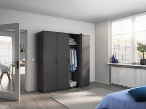 Armoire à portes battantes Voyager Gris métallisé - Largeur : 187 cm - Sans tiroir