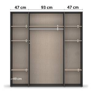 Armoire à portes battantes Voyager Gris métallisé - Largeur : 187 cm - Sans tiroir