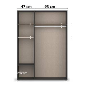 Armadio con ante battenti Voyager Grigio-metallico - Larghezza: 140 cm - Con cassetti