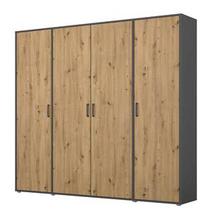 Drehtürenschrank Voyager Eiche Artisan Dekor / Graumetallic - Breite: 187 cm - Ohne Schubladen