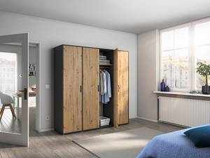 Drehtürenschrank Voyager Eiche Artisan Dekor / Graumetallic - Breite: 187 cm - Ohne Schubladen