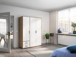 Drehtürenschrank Voyager Alpinweiß / Eiche Artisan Dekor - Breite: 140 cm - Mit Schubladen