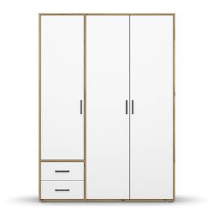 Armoire à portes battantes Voyager Blanc alpin / Imitation chêne Artisan - Largeur : 140 cm - Avec tiroirs