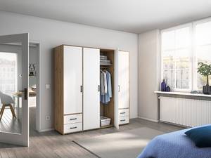 Drehtürenschrank Voyager Alpinweiß / Eiche Artisan Dekor - Breite: 187 cm - Mit Schubladen