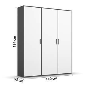 Drehtürenschrank Voyager Alpinweiß / Graumetallic - Breite: 140 cm - Ohne Schubladen