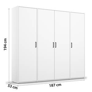 Armoire à portes battantes Voyager Blanc alpin - Largeur : 187 cm - Sans tiroir