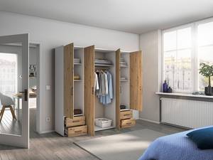 Drehtürenschrank Voyager Eiche Artisan Dekor / Alpinweiß  - Breite: 187 cm - Mit Schubladen