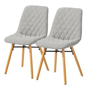 Chaises capitonnées Farelas Tissu Stefka: Gris clair - Lot de 2