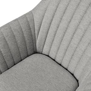 Chaises à accoudoirs TILANDA Tissu / Chêne massif - Tissu Stefka: Gris clair - 1 chaise