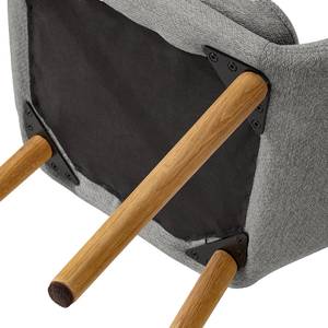 Chaises à accoudoirs TILANDA Tissu / Chêne massif - Tissu Stefka: Gris clair - 1 chaise