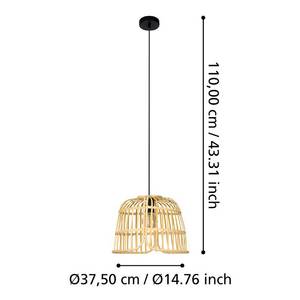 Pendelleuchte Glyneath Stahl / Holzwerkstoff - 1-flammig