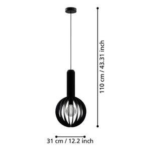 Pendelleuchte Velasco Stahl / Holzwerkstoff - 1-flammig - Schwarz