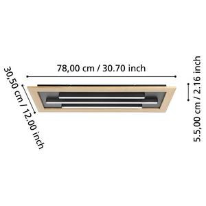 Deckenleuchte Tirrenara Stahl / Polycarbonat / Holzwerkstoff - 3-flammig - Flammenanzahl: 3