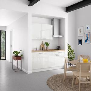 Küchenzeile Low-Line Flash Kombi A Hochglanz Weiß - Breite: 180 cm - Ausrichtung rechts - Ohne Elektrogeräte