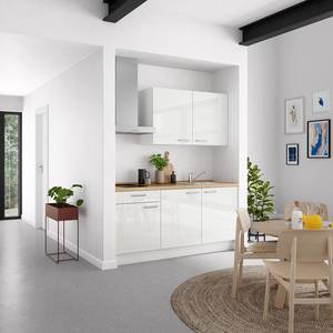 Küchenzeile Low-Line Flash Kombi A Hochglanz Weiß - Breite: 180 cm - Ausrichtung links - Ohne Elektrogeräte