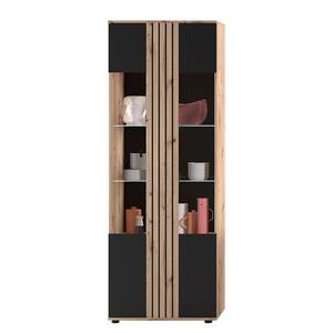 Vitrine Solea Typ-A Eiche Dekor - Schwarz / Beige - Höhe: 203 cm