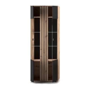 Vitrine Solea Typ-A Eiche Dekor - Schwarz / Beige - Höhe: 203 cm