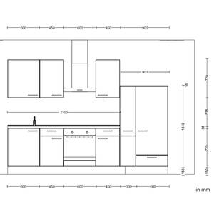 Küchenzeile Low-Line Flash Kombi B Hochglanz Grau - Breite: 300 cm - Ausrichtung rechts - Ohne Elektrogeräte