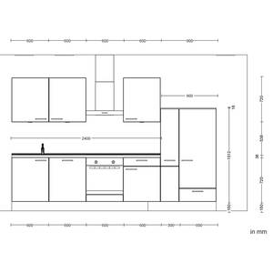 Küchenzeile Low-Line Flash Kombi C Hochglanz Grau - Breite: 330 cm - Ausrichtung rechts - Ohne Elektrogeräte