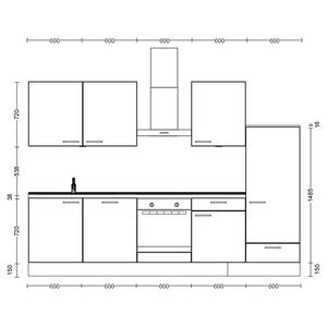 Küchenzeile Low-Line Touch Variante C Schwarz / Eiche Sierra Dekor - Breite: 300 cm - Ausrichtung rechts - Ohne Elektrogeräte