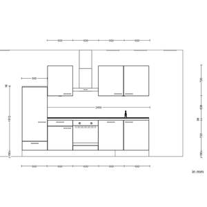 Küchenzeile Low-Line Touch Variante C Schwarz / Eiche Sierra Dekor - Breite: 300 cm - Ausrichtung links - Ohne Elektrogeräte